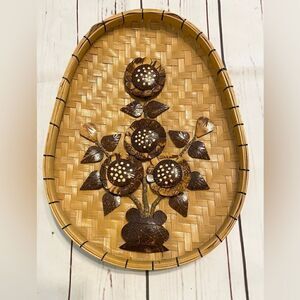Coconut Shell Woven Floral Wall Decor